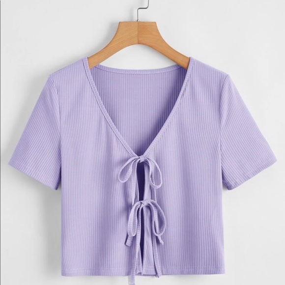 Tops - Lilac Purple Tie Front Top